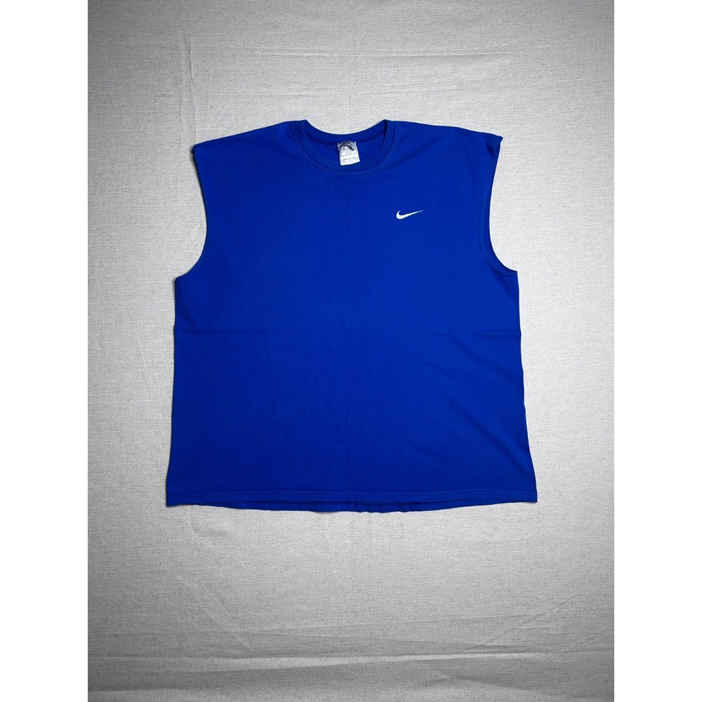 Vintage Nike Swoosh Tank Top Men's XXL Blue Made in USA Sleeveless Shirt